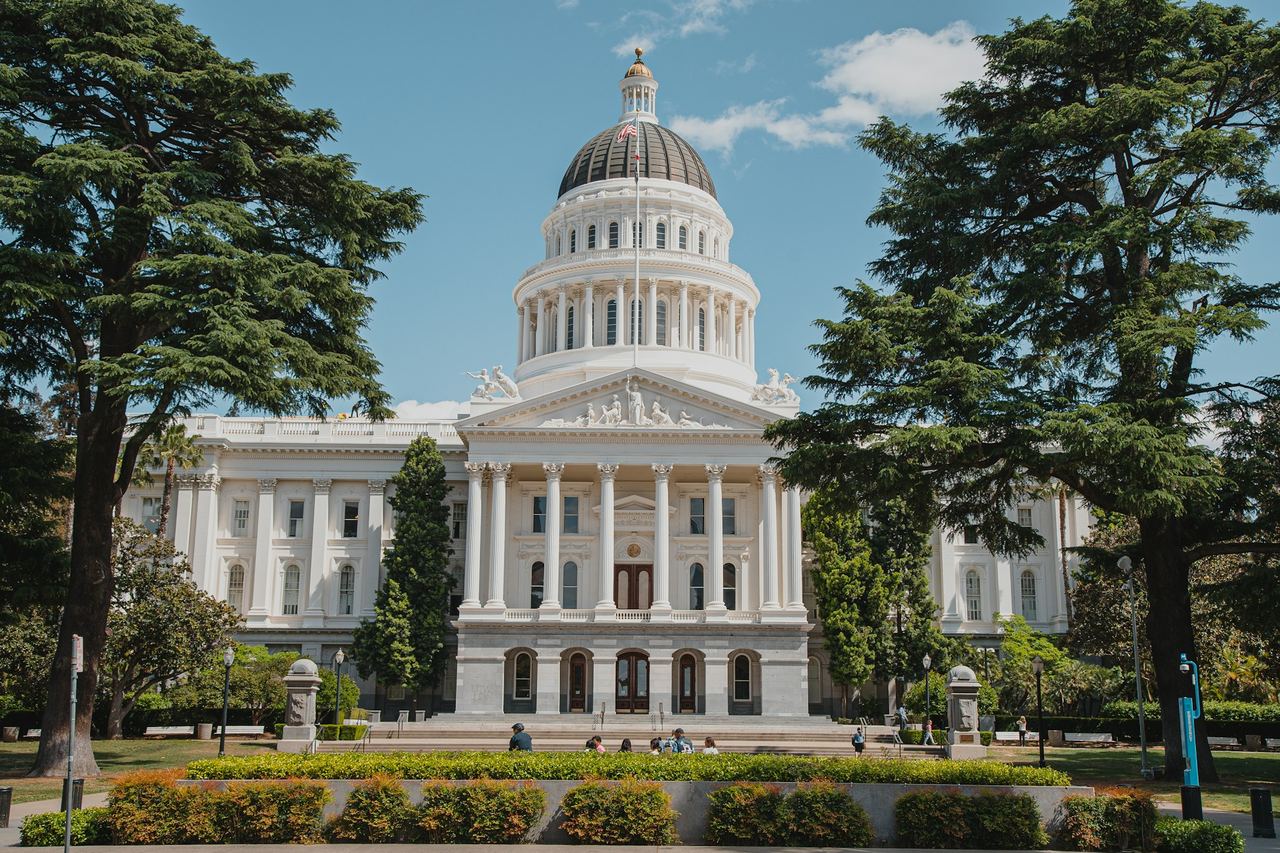 The California State Capitol dome in Sacramento